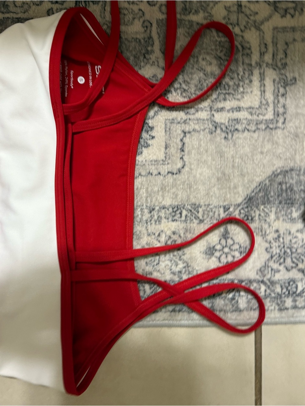SET Active White and Red Crop Sports Bra - Picture 3 of 3
